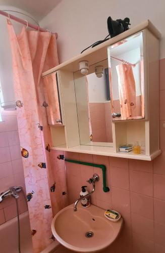 a bathroom with a sink and a mirror at Vila AT in Sarajevo