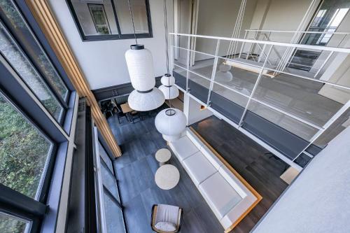 an overhead view of a living room in a house at Amao Villa 自然郷 in Atami