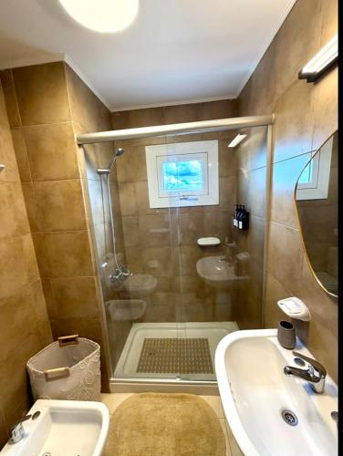 a bathroom with a shower and a sink at Departamento Cómodo y Centrico in Posadas