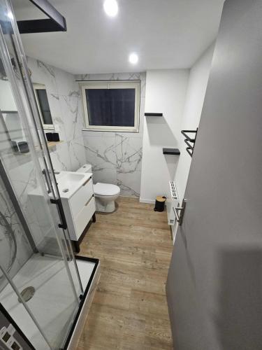 Apartment في Naintré: حمام مزود بمرحاض ومغسلة