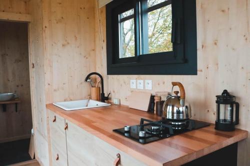 Kuchyň nebo kuchyňský kout v ubytování Parcel Tiny House I Chèvrerie de Rilly