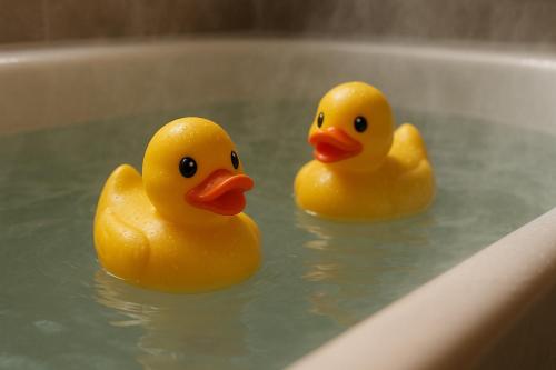 two rubber ducks sitting in a bath tub at HOTEL&SPA SIESTA ( Adult Only) in Shijonawate