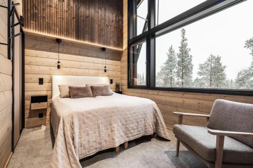 Postel nebo postele na pokoji v ubytování LeviLakeVillas B