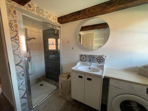 a bathroom with a shower and a sink and a shower at Cottage A day in Strasbourg in Strasbourg