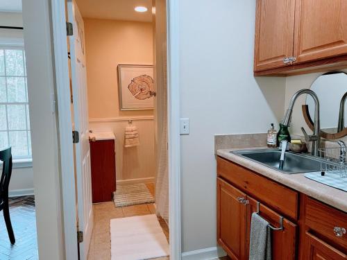 Kuchyň nebo kuchyňský kout v ubytování Little House in the Woods