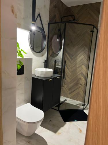 Koupelna v ubytování Apartamenty Dwie Rzeki