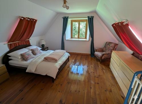 Postel nebo postele na pokoji v ubytování Gîte Ar Yar