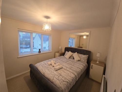 a bedroom with a bed with a teddy bear on it at Bridge View Stayz in Plymouth