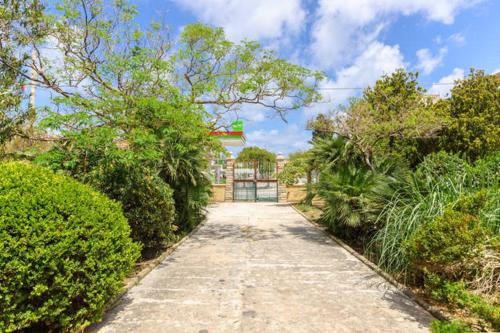 a pathway through a garden with trees and bushes at Sul Golfo di Bonagia in Tonnara di Bonagia