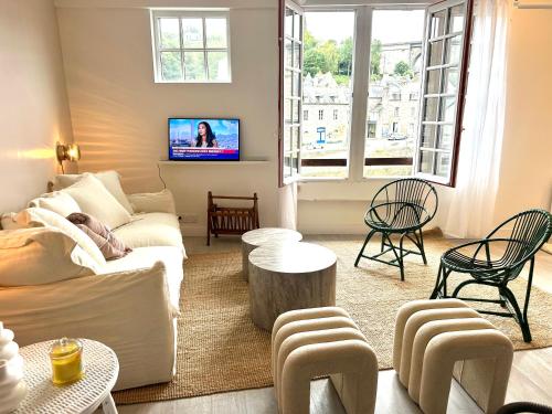 Χώρος καθιστικού στο Appartement au port Les Ebihens