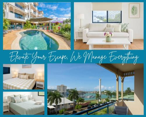 un collage de fotos de un hotel con piscina en Paradise on Palmer-City Stadium Ferry&Strand in Townsville, en Townsville