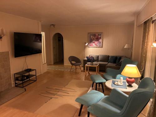 TV a/nebo společenská místnost v ubytování House by the sea, Ballstad Lofoten