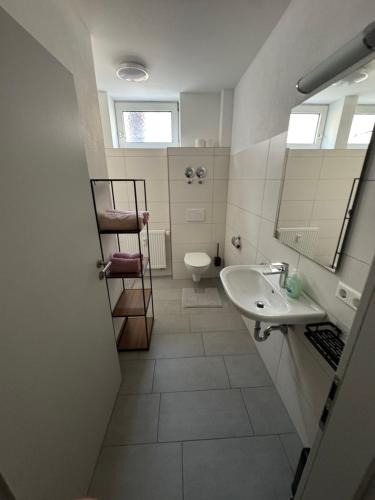 a bathroom with a sink and a toilet at PRV Apartment 2 in Künzelsau