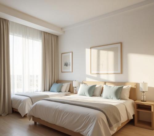 Ένα ή περισσότερα κρεβάτια σε δωμάτιο στο Benpa Hotel