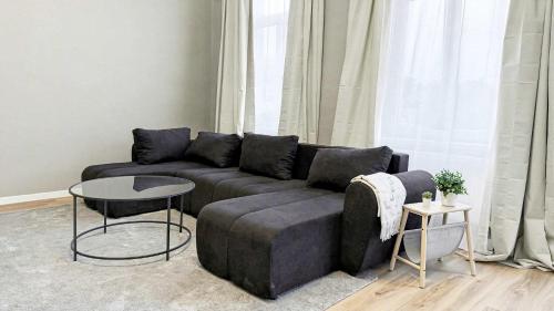 Posezení v ubytování Apartment im Denkmal zentral in Krefeld mit hohen Decken