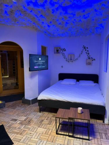 Postel nebo postele na pokoji v ubytování Appartement avec Sauna et Grand Spa