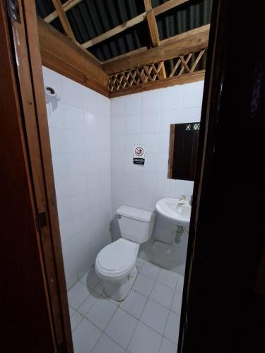 een badkamer met toilet en wastafel bij hotel san rafael in Santa Marta