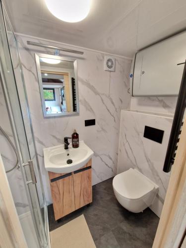 Koupelna v ubytování Mrozy House 1 - mały dom, duży spokój