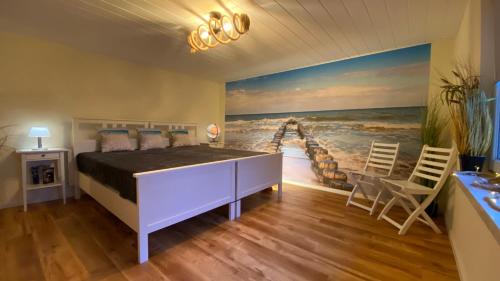 Postel nebo postele na pokoji v ubytování Ferienhaus am Wald