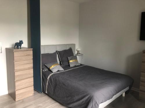 En eller flere senge i et værelse på Charmant T1 Annecy velos parking prive