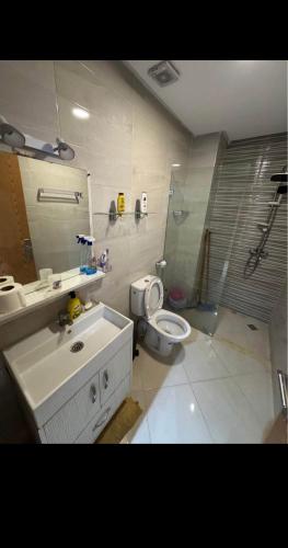 a bathroom with a toilet and a sink at Residence Ritaj in Agadir