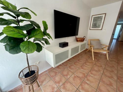 TV a/nebo společenská místnost v ubytování Beautiful Ocean Villa by the Beach and Pool