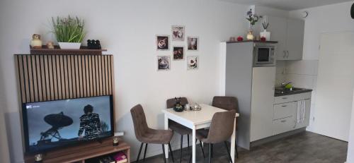 Kuchyň nebo kuchyňský kout v ubytování Apartment am Rhein