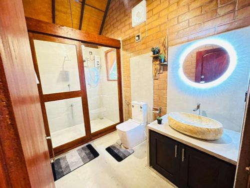 シギリヤにあるIma Villa Sigiriyaの洗面台とトイレ付きのバスルーム