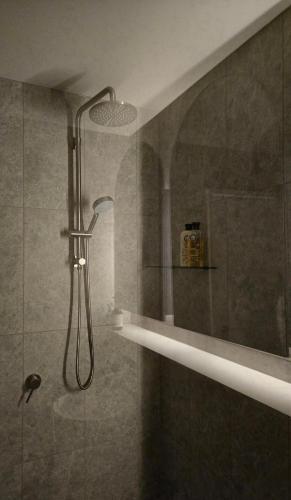a shower with a shower head in a bathroom at Rivi Retreat - Brand New Luxury & Central in Sydney