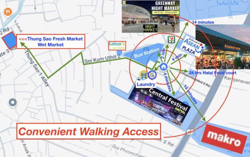a map of the proposed expansion of covenant walking access at Stylish - At Central Festival in Sathani Khlong Rian