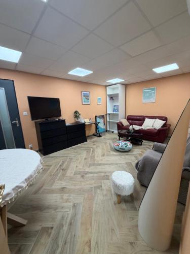 TV a/nebo společenská místnost v ubytování Chambre privée avec salle de bain