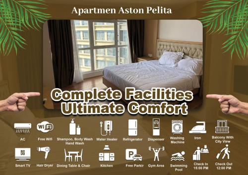 Ein Bett oder Betten in einem Zimmer der Unterkunft Apartment Pelita Batam Floor 21 no 5 Studio with Balcony