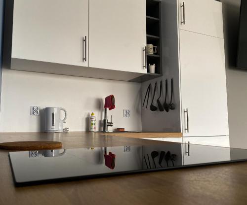 Kuchyň nebo kuchyňský kout v ubytování Tanie Noclegi Gliwice - Apartamenty Łowicka 28