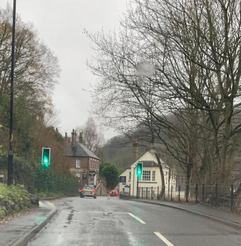 a green traffic light on a city street at 2 The Grove in Coalbrookdale