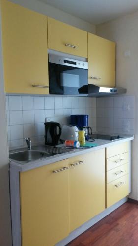 Dapur atau dapur kecil di Loui´s FeWo Wiek
