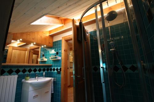 Phòng tắm tại Attic loft with park in the shadow of the Dolomites