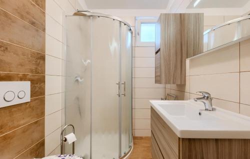 a bathroom with a shower and a sink at Villa Mir - Rovinj by Villas Guide in Štanga