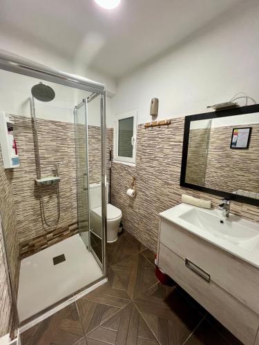 a bathroom with a shower and a sink and a toilet at ZARAGOZA CENTRAL APARTMENT in Zaragoza