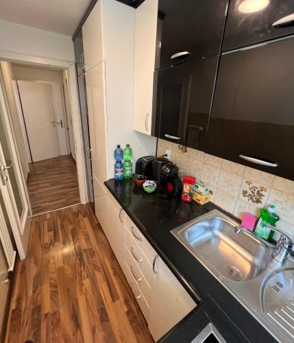 a kitchen with a sink and a counter top at Perle Apartment in Interlaken