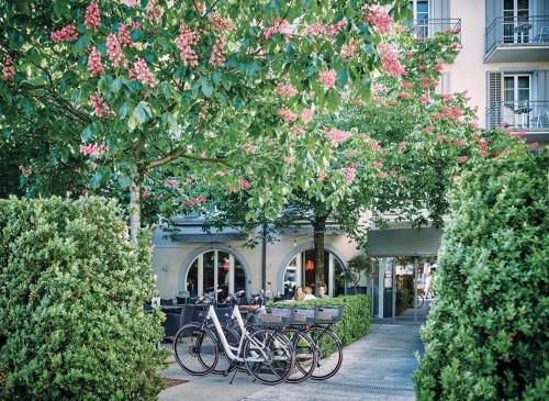 a group of bikes parked in front of a building at Sorell Boutique-Hotel Speer Rapperswil in Rapperswil-Jona