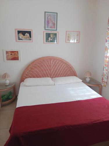 a bedroom with a large bed with a red blanket at Casa vacanza Roby in Lido dei Pini