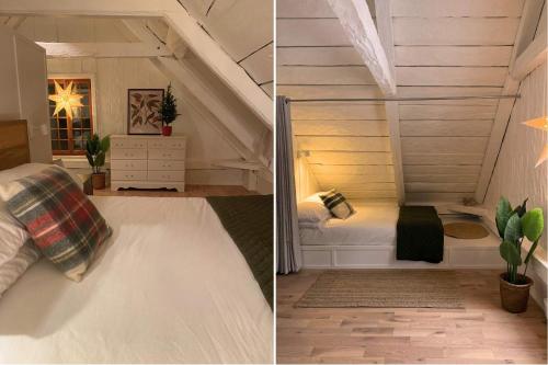 Ένα ή περισσότερα κρεβάτια σε δωμάτιο στο Quietude by the River - La dependance sur les battures