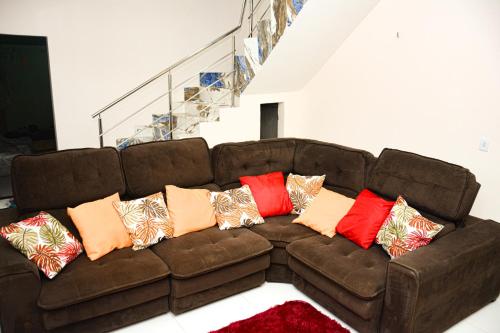 Χώρος καθιστικού στο Suíte no cidade Jardim