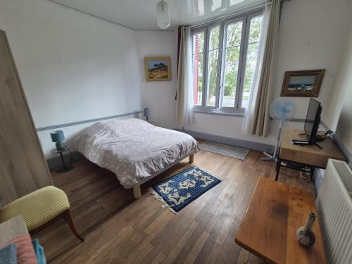 TV a/nebo společenská místnost v ubytování Au calme, 2 grandes chambres, 65m2 , devant le canal, animaux ok