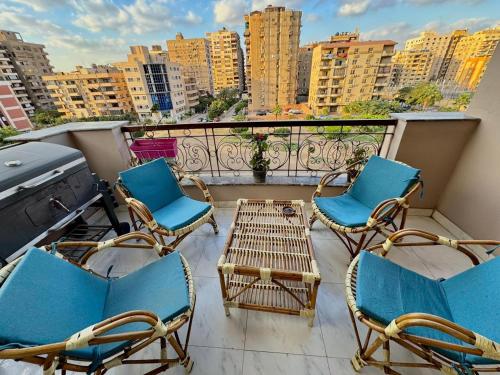 Bright 3BR Nasr City Stay Balcony and BBQ