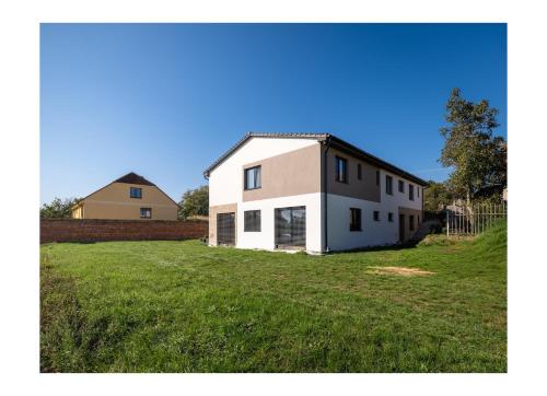 にあるUbytování V Panské zahraděの草原の白家