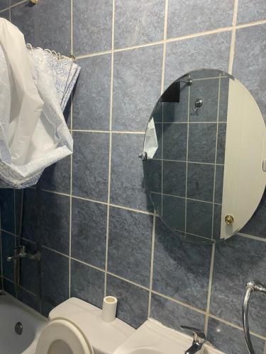 ein Bad mit einem Spiegel und einem WC in der Unterkunft Hotel Del Valle in Illapel