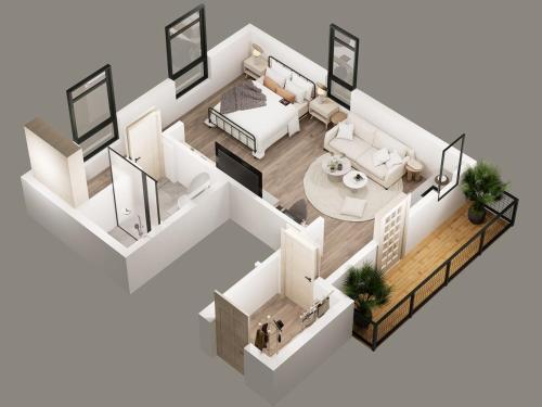 Κάτοψη του The Highland Cow Room - Newly Built Midway Loft