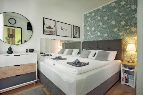 Ένα ή περισσότερα κρεβάτια σε δωμάτιο στο Apartman EVA - Dugo Selo / Zagreb