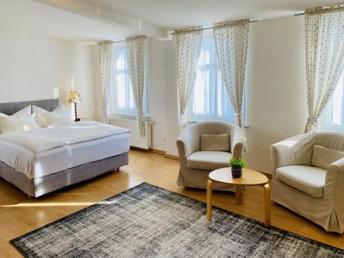 Ένα ή περισσότερα κρεβάτια σε δωμάτιο στο Villa Fortuna Gästehaus App Poel